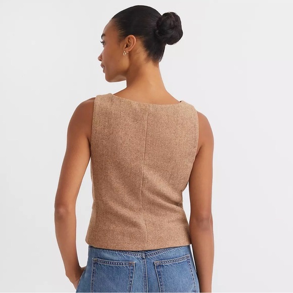 LOFT Brown Button-Up Vest Blouse - Picture 2 of 5